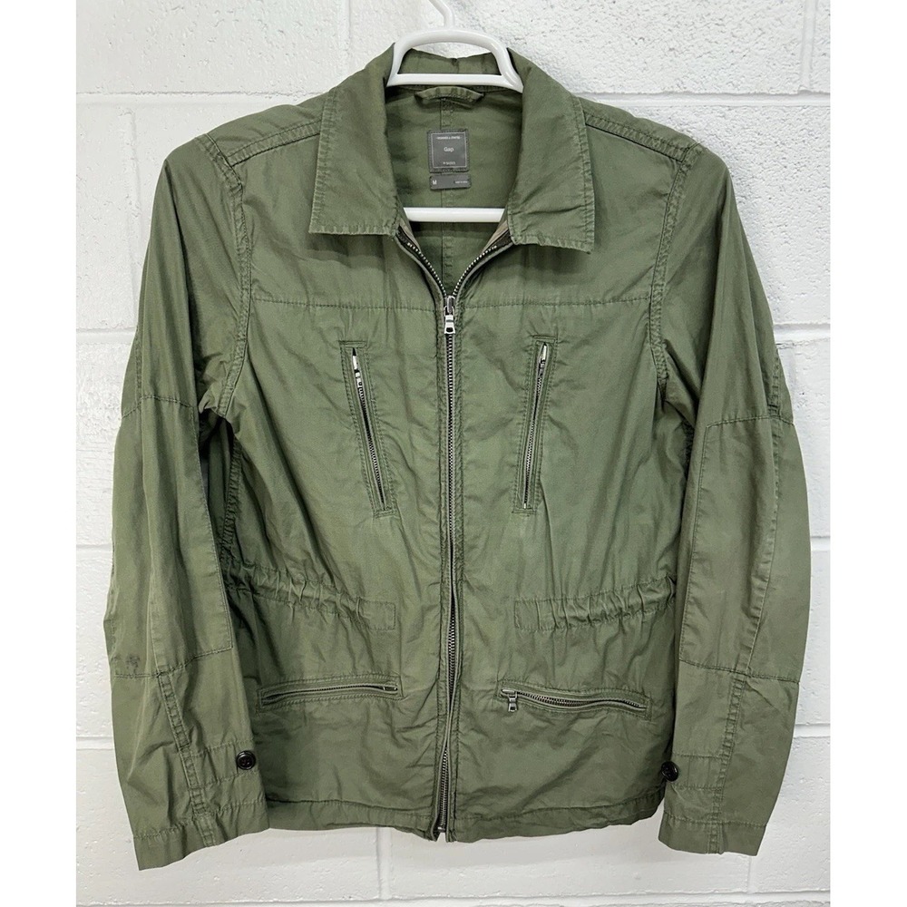 Gap Utility Jacket Olive Green Full Zip Cotton Military / Women's Medium